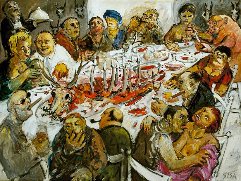 FLEISCHES-LUST, Öl auf Leinen, 150 x 200 cm